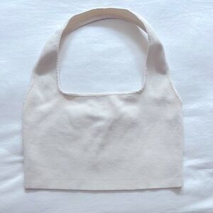 Cream XS The Drop Square Neck Cropped Halter Top NWOT